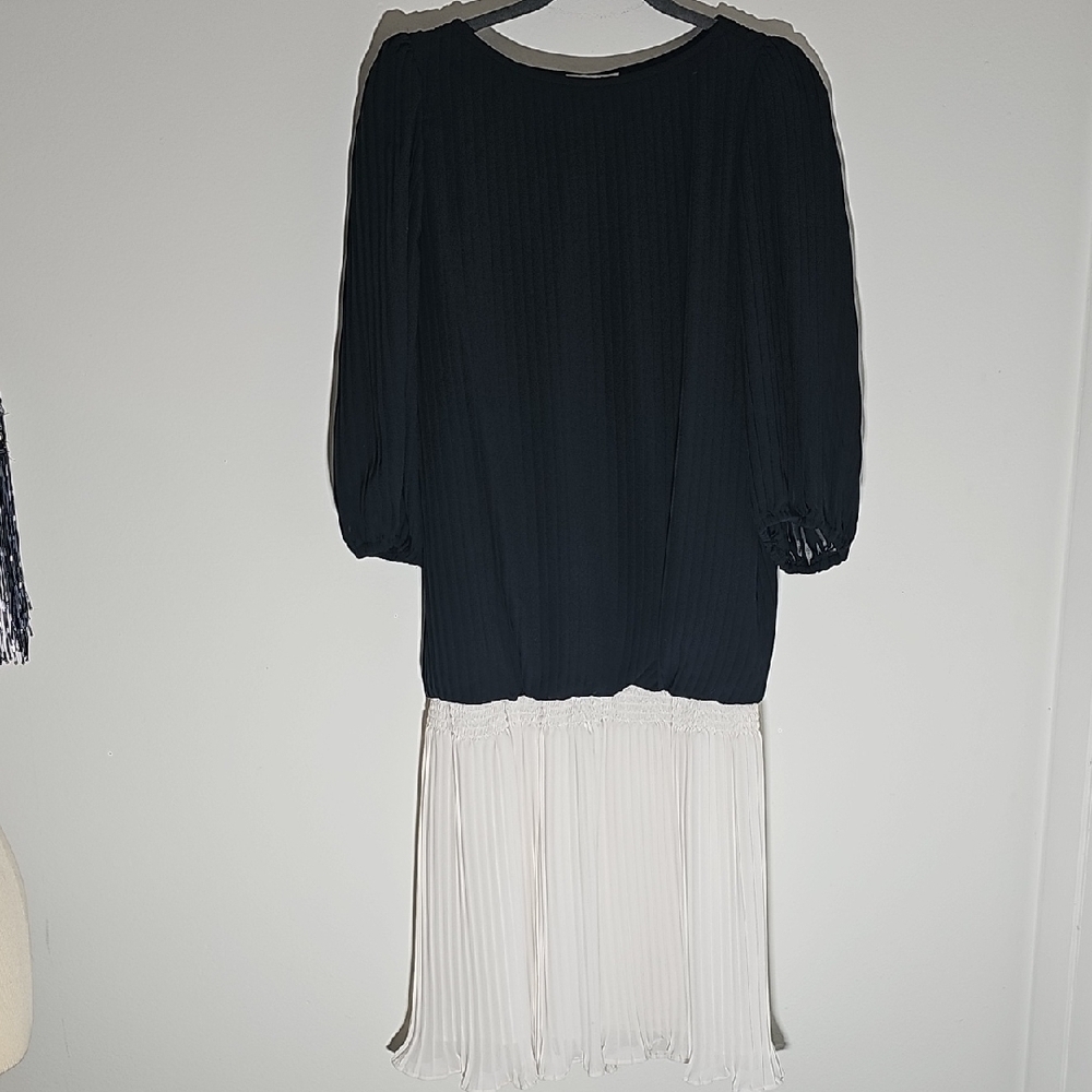 Lizzy & Jonhhy‎ Y2K Permentv Pleated Elegant Black/ White Dress. Size 10